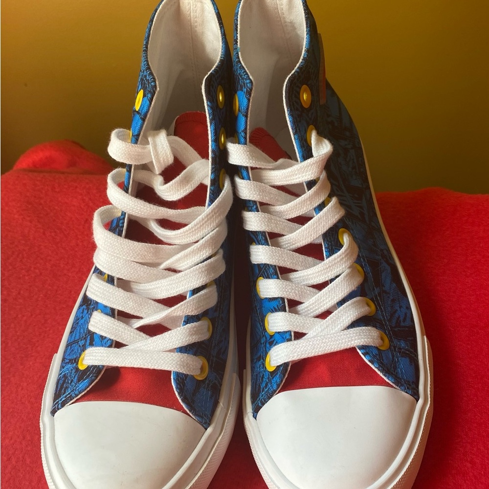 Bioworld Blue and Red High-Top Sneakers